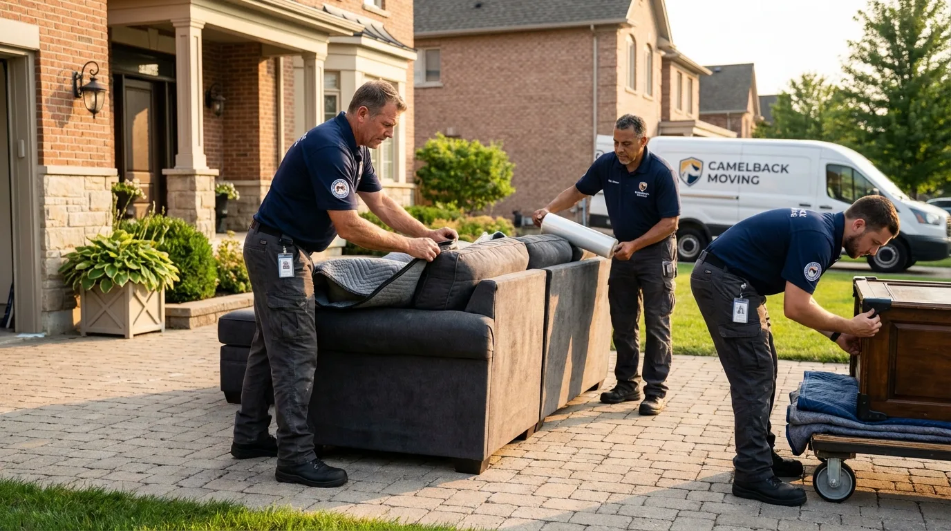 Large estate moving crew wrapping furniture in Olmsted Falls, OH