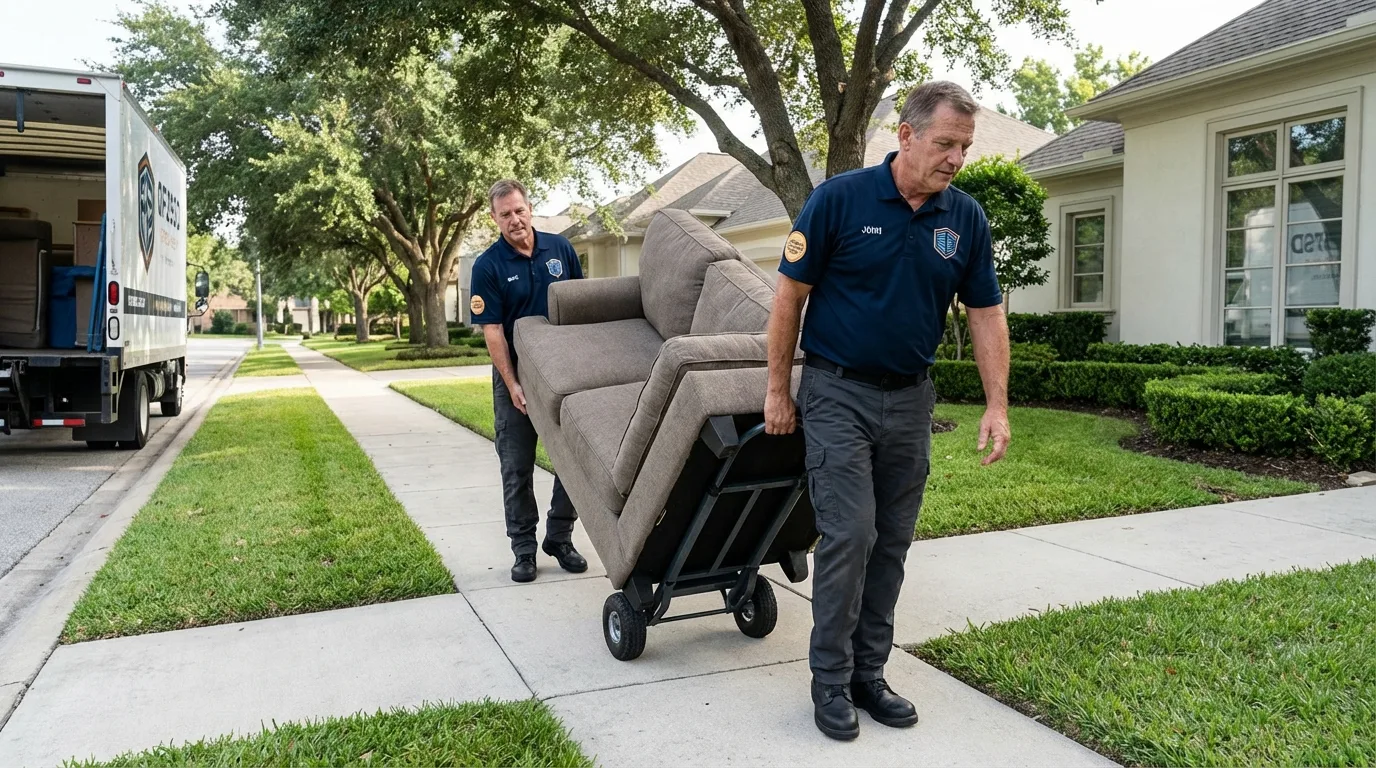 Local residential moving crew loading furniture in Olmsted Falls, OH