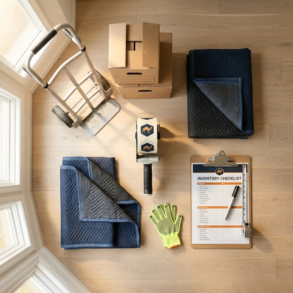Professional moving supplies and packing materials layout for Olmsted Falls residential relocations
